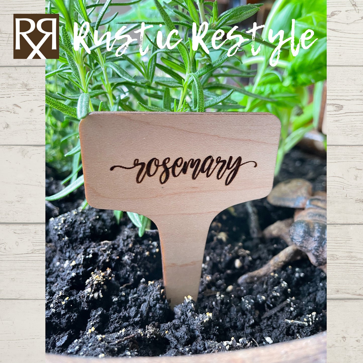 Set of 12 plant herb garden markers, wood plant tags