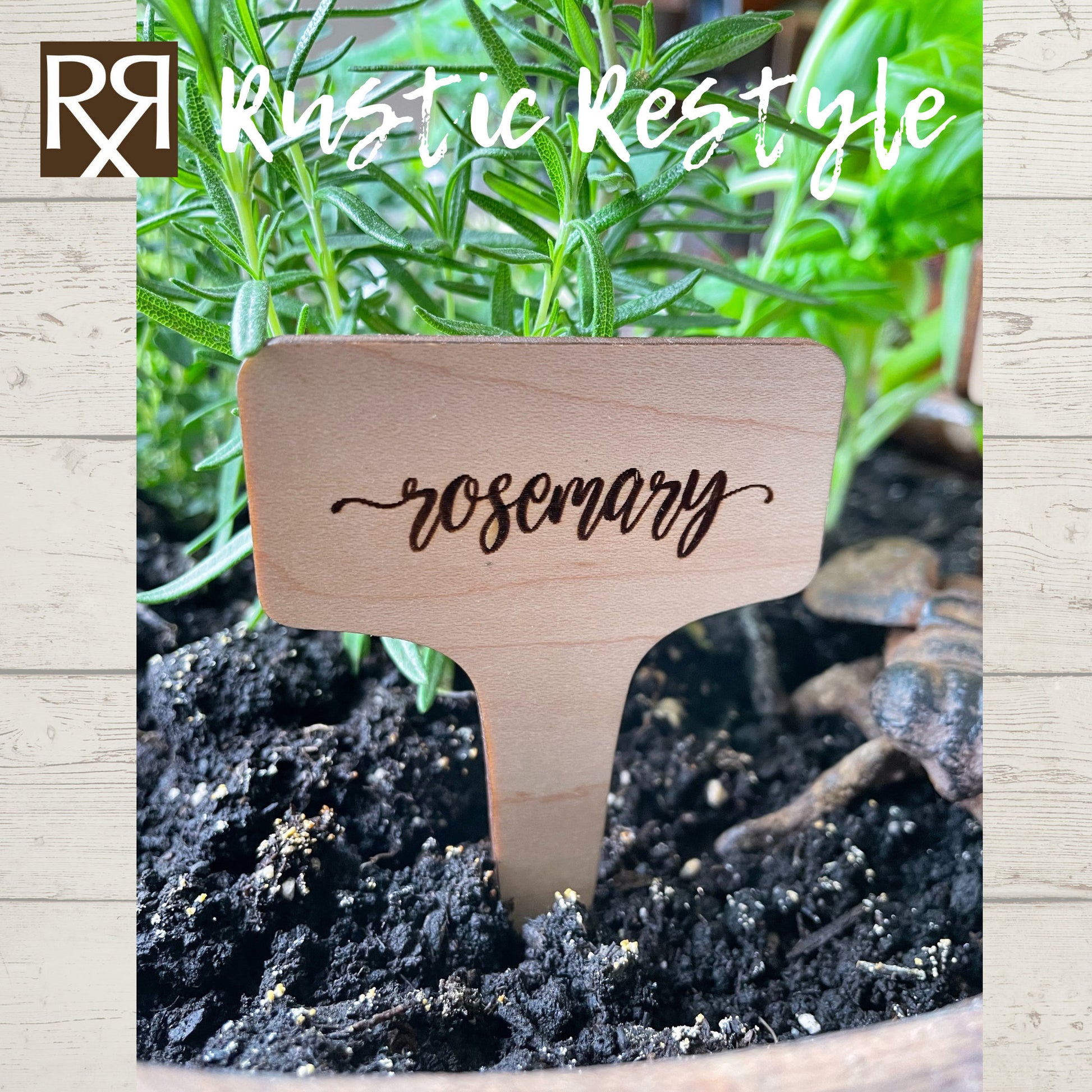 Set of 12 plant herb garden markers, wood plant tags