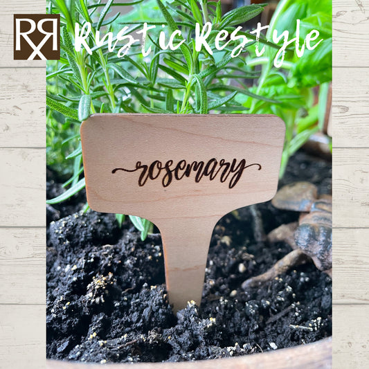 Set of 12 plant herb garden markers, wood plant tags