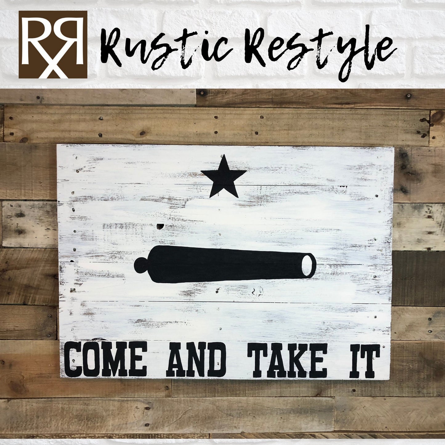 14" X 25" Rustic Texas wood pallet Flag- Come And Take It, Battle of Gonzales Revolutionary Flag home decor sign