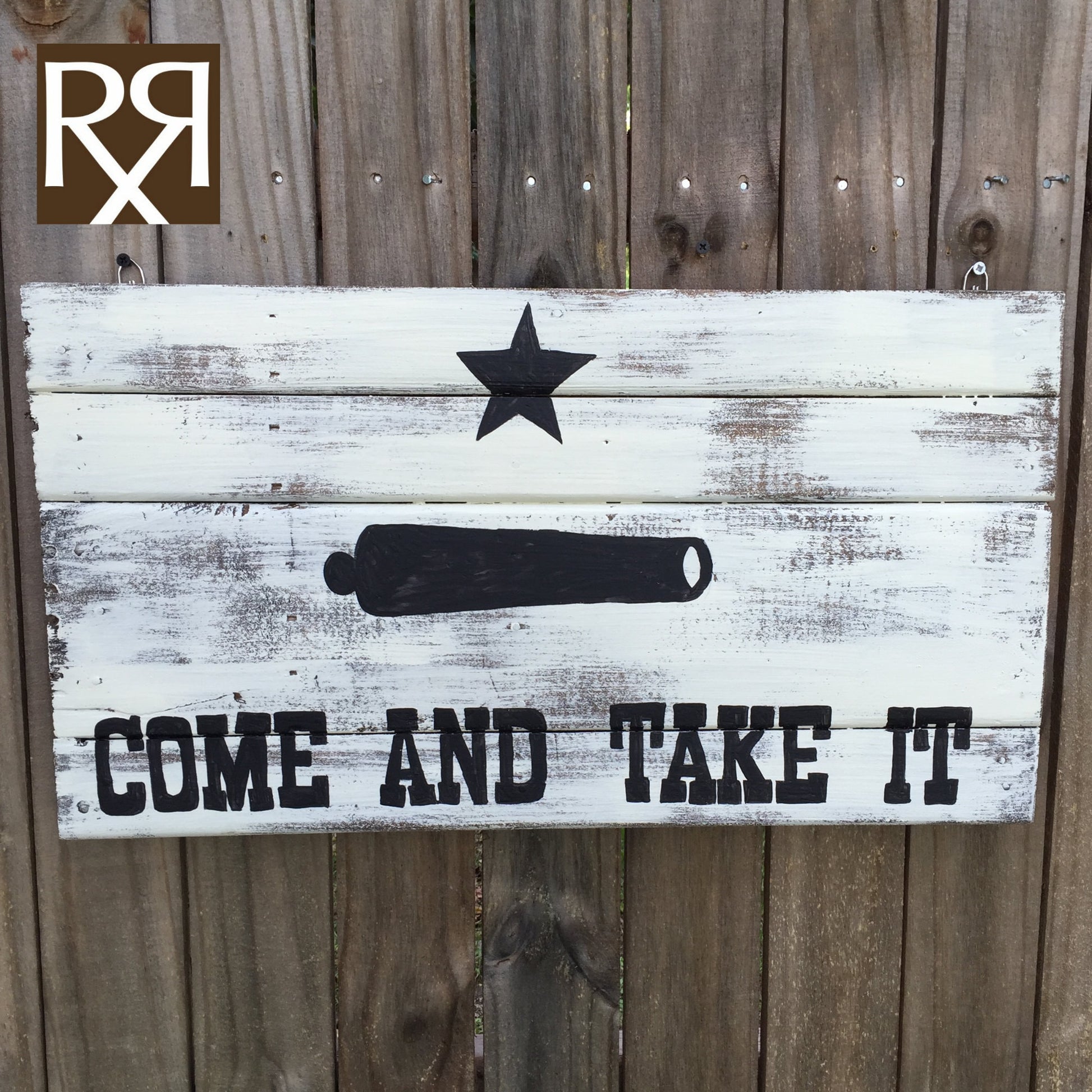 14" X 25" Rustic Texas wood pallet Flag- Come And Take It, Battle of Gonzales Revolutionary Flag home decor sign