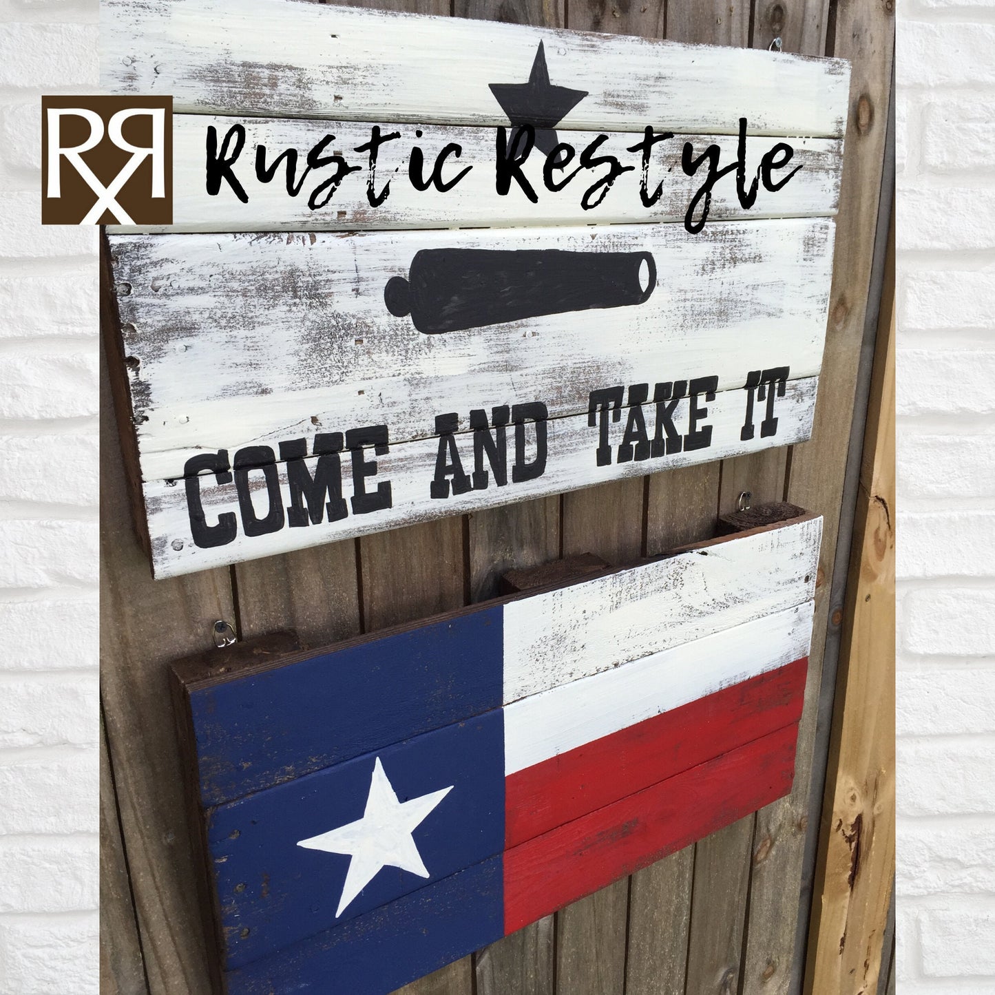 14" X 25" Rustic Texas wood pallet Flag- Come And Take It, Battle of Gonzales Revolutionary Flag home decor sign