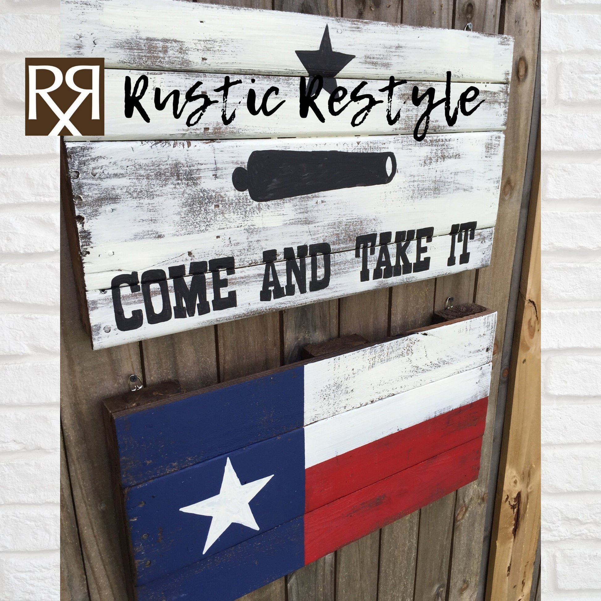 14" X 25" Rustic Texas wood pallet Flag- Come And Take It, Battle of Gonzales Revolutionary Flag home decor sign