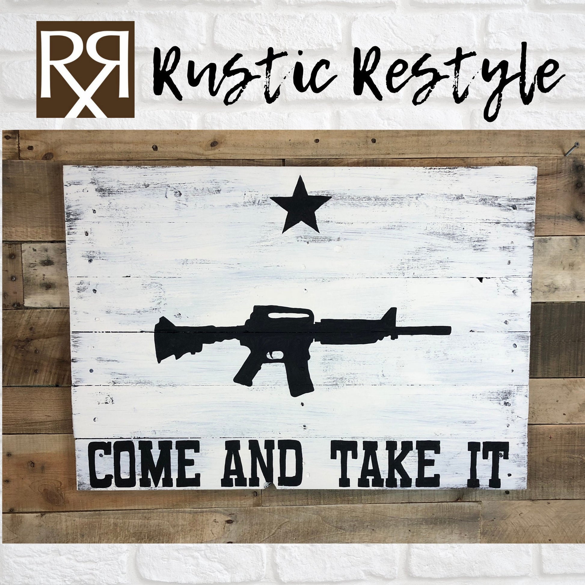 14" X 25" Rustic Texas wood pallet Flag- Come And Take It, Battle of Gonzales Revolutionary Flag home decor sign