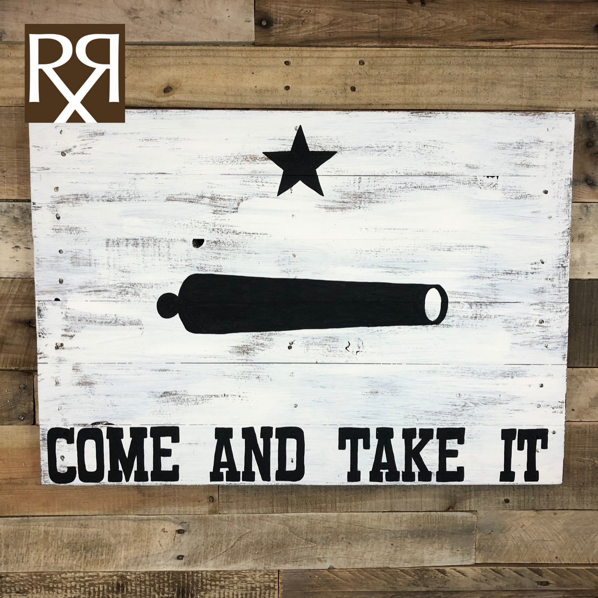 14" X 25" Rustic Texas wood pallet Flag- Come And Take It, Battle of Gonzales Revolutionary Flag home decor sign