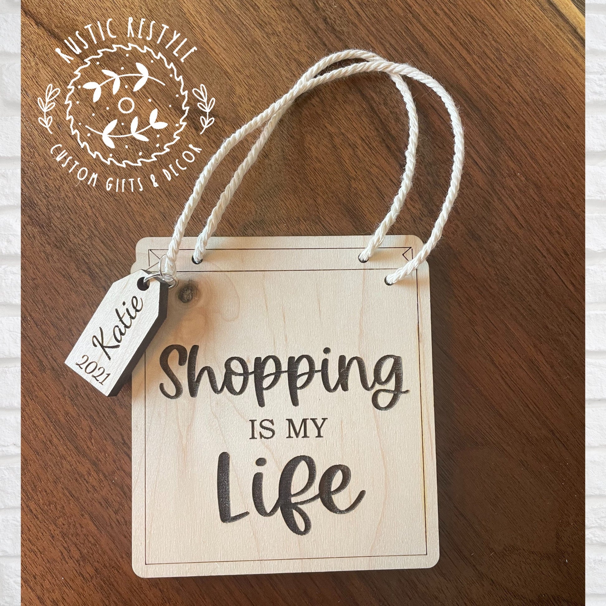Shopping bag ornaments, shopping gift bags with name tag