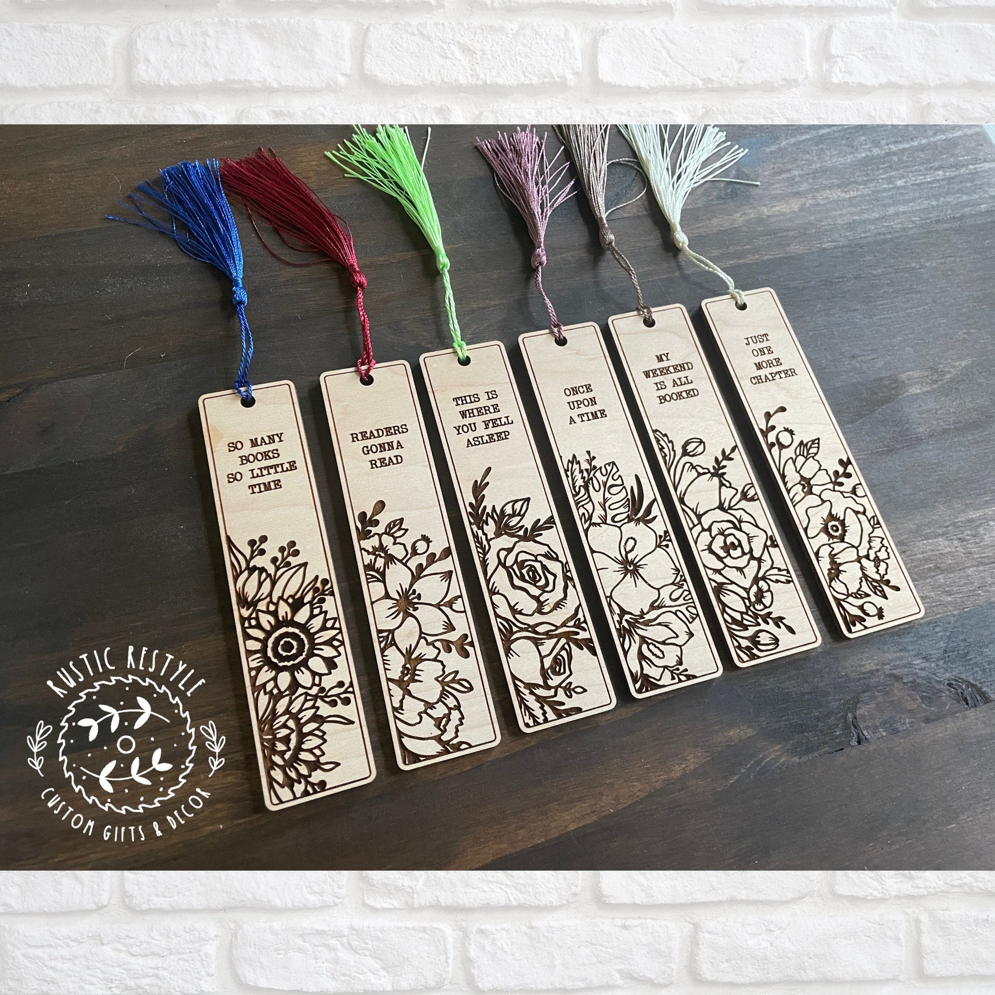 Bookmarks with tassle, once upon a time, just one more chapter, readers gonna read, so many books so little time,