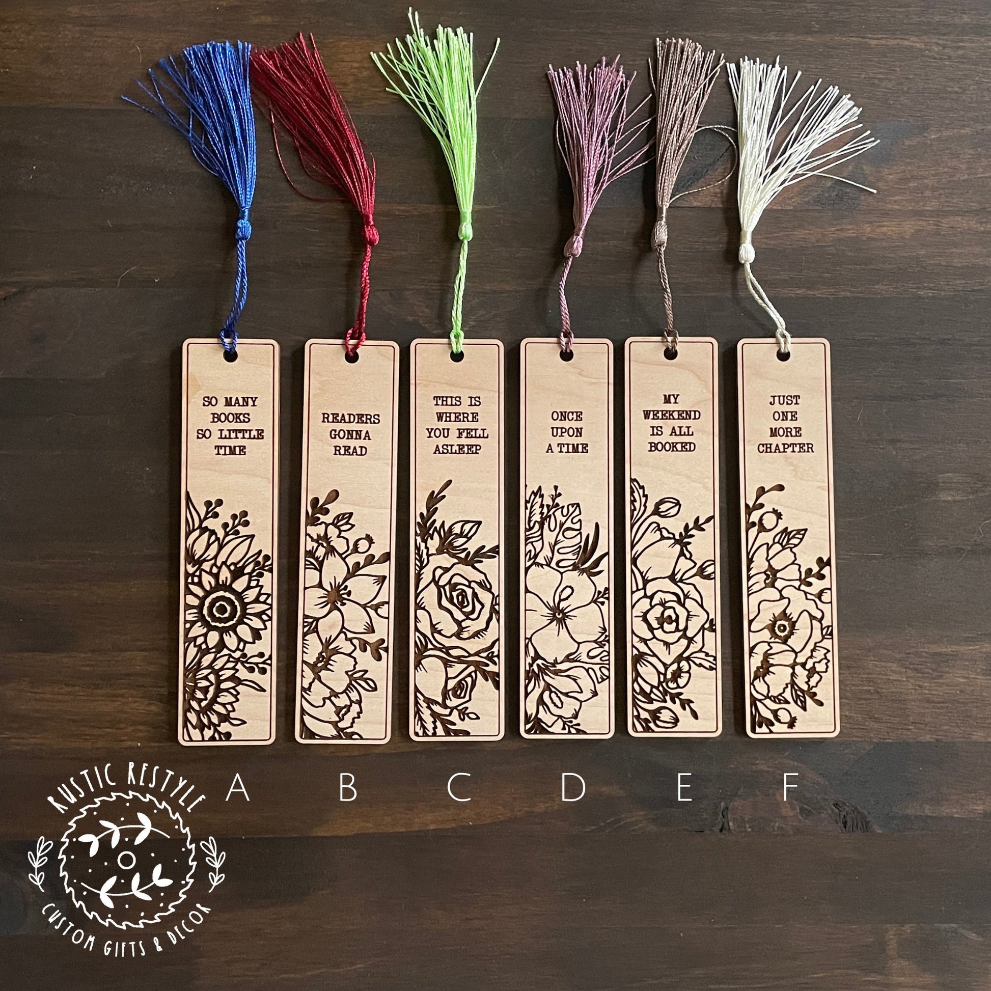 Bookmarks with tassle, once upon a time, just one more chapter, readers gonna read, so many books so little time,