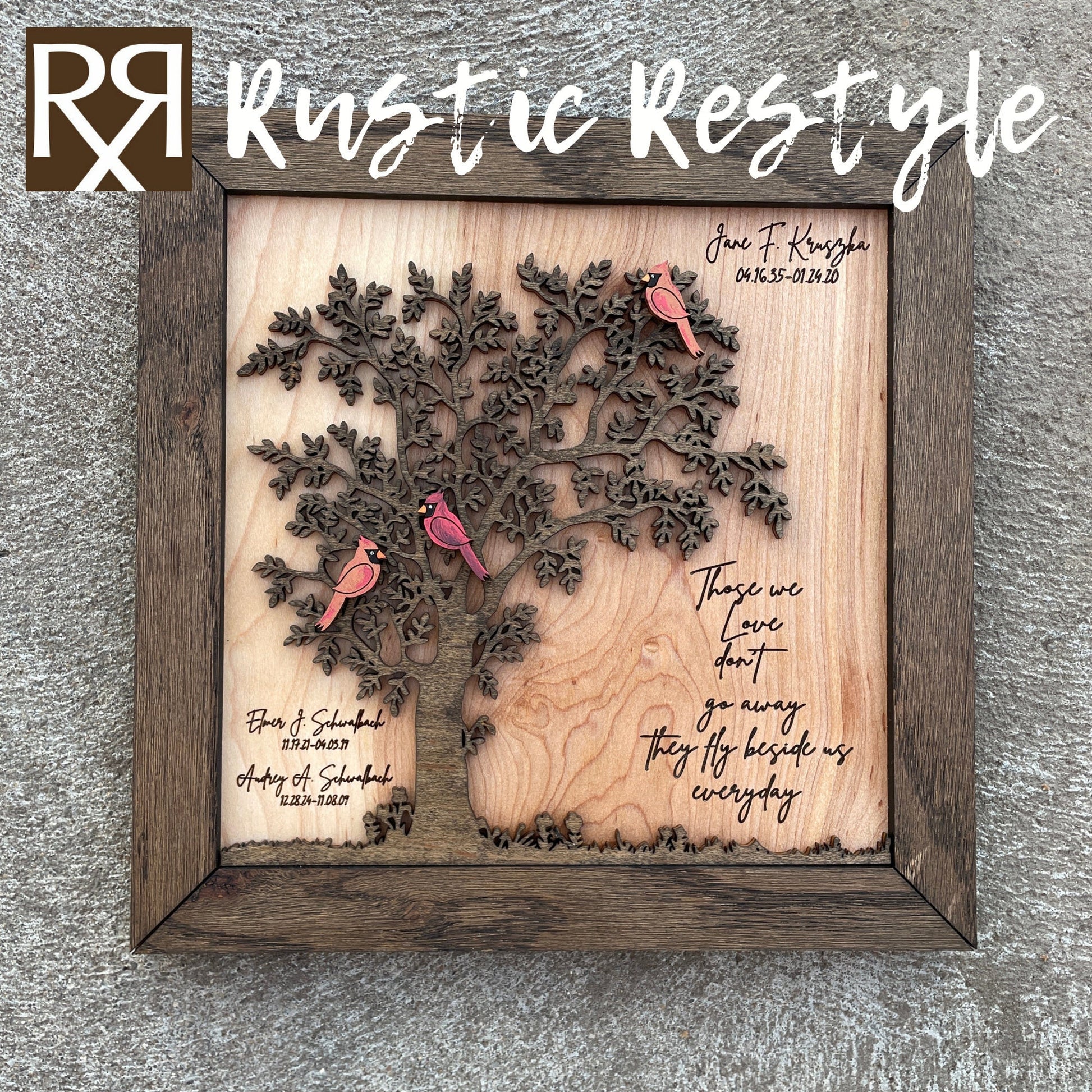 Memorial Hawk Remembrance Plaque, 10"x10" frame personalized with Engraved names