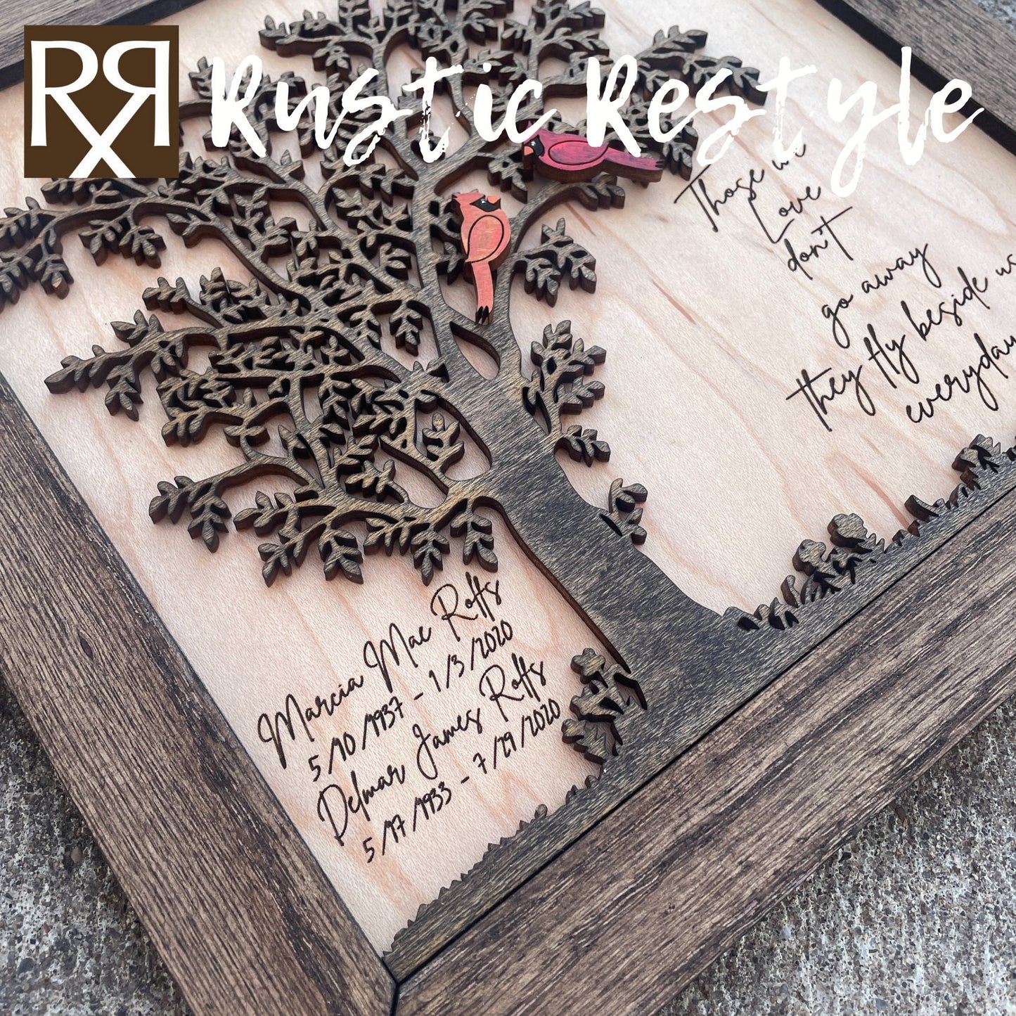 Memorial Hawk Remembrance Plaque, 10"x10" frame personalized with Engraved names