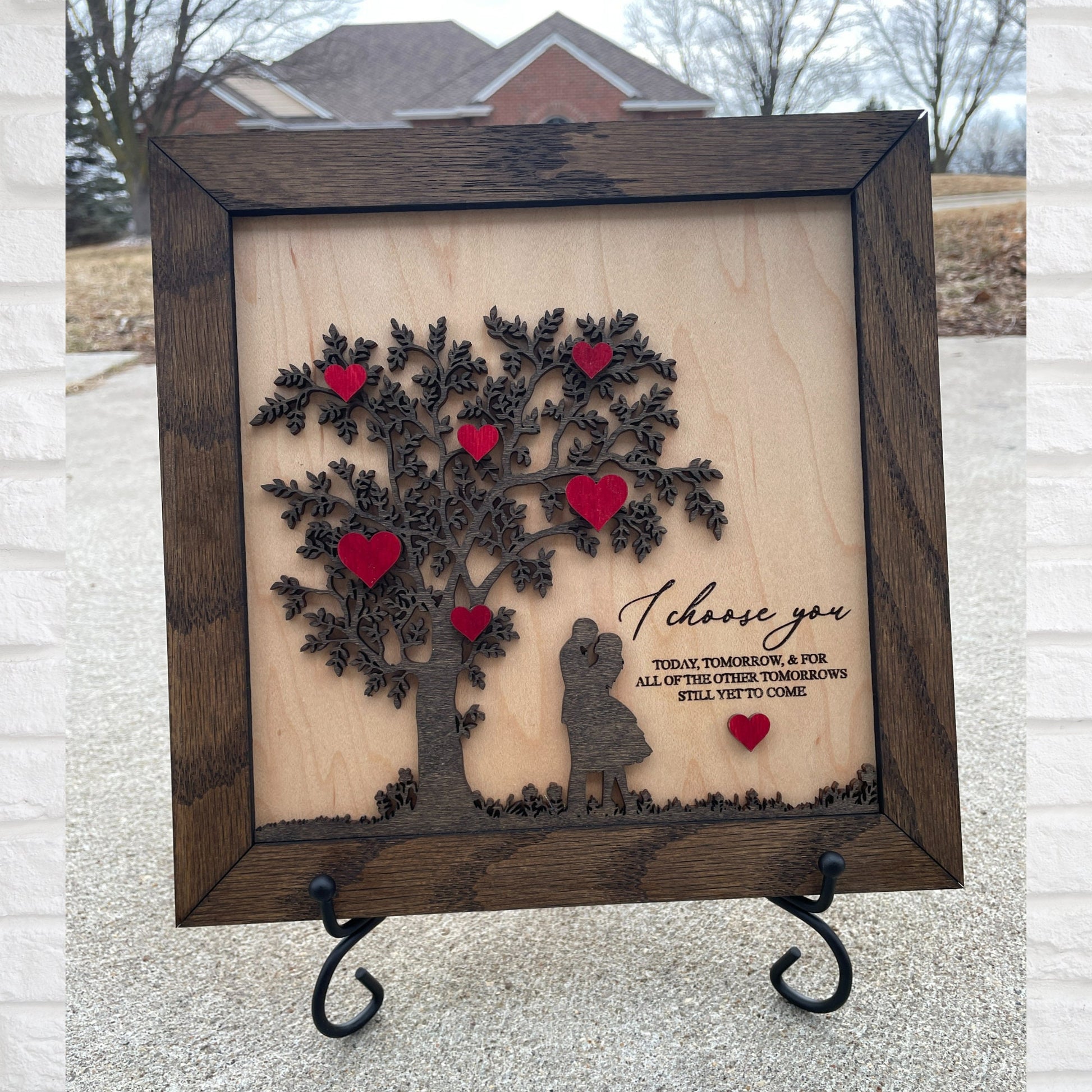 Anniversary Plaque, features "I choose you" quote 10"x10" and framed for wedding and couple gifts
