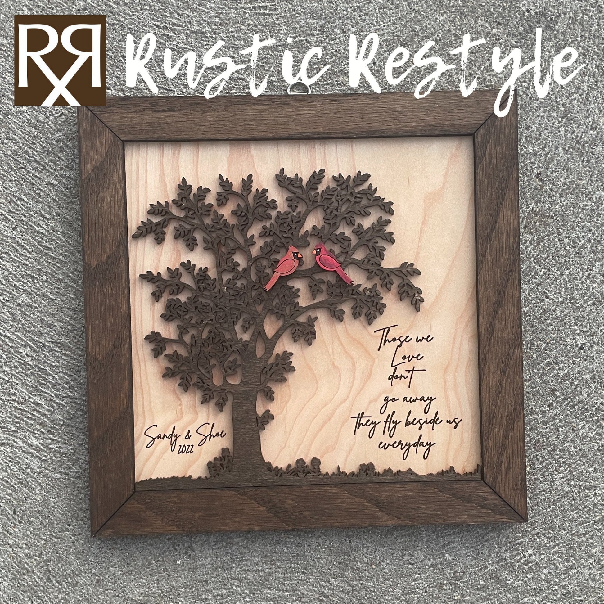 Memorial Hawk Remembrance Plaque, 10"x10" frame personalized with Engraved names