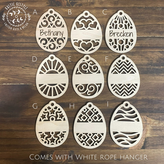 Custom wooden Easter Basket Bunny with glasses personalized name Tags