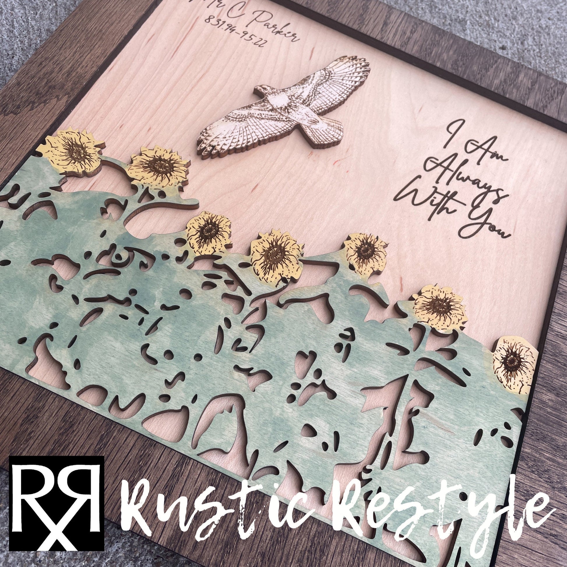 Memorial Hawk Remembrance Plaque, 10"x10" frame personalized with Engraved names
