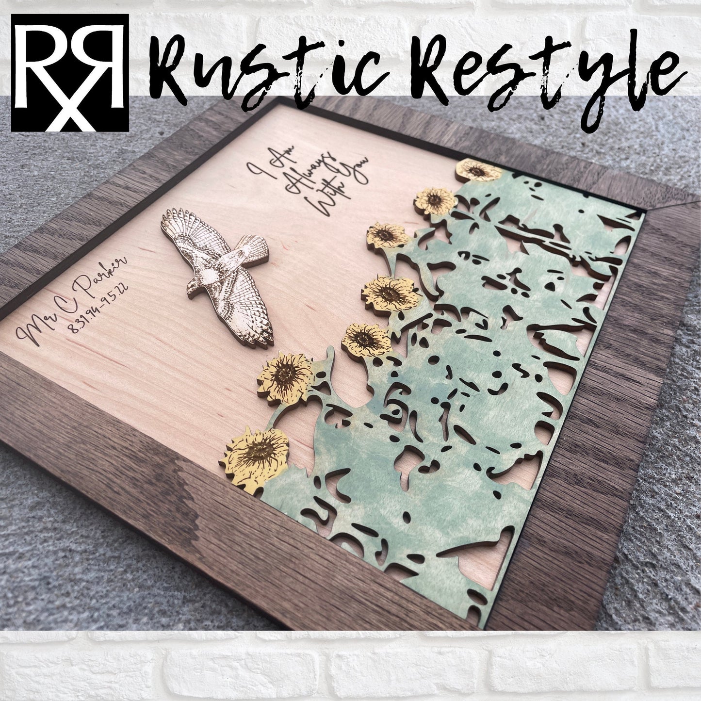 Memorial Hawk Remembrance Plaque, 10"x10" frame personalized with Engraved names