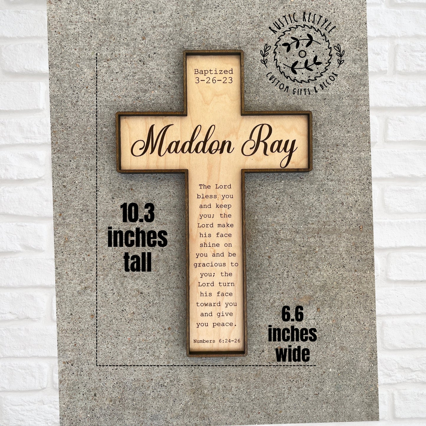Christening Baptism sign, godparent or godchild present, Personalized Wood dedication cross