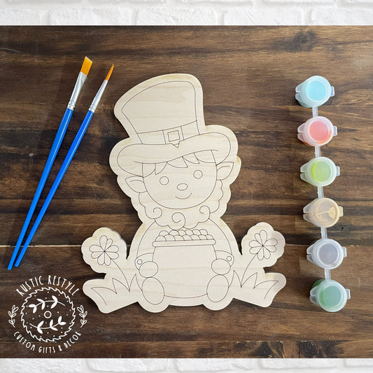 DIY Saint Patricks Day paint kit paintable Leprechaun, pot of gold, Rainbow