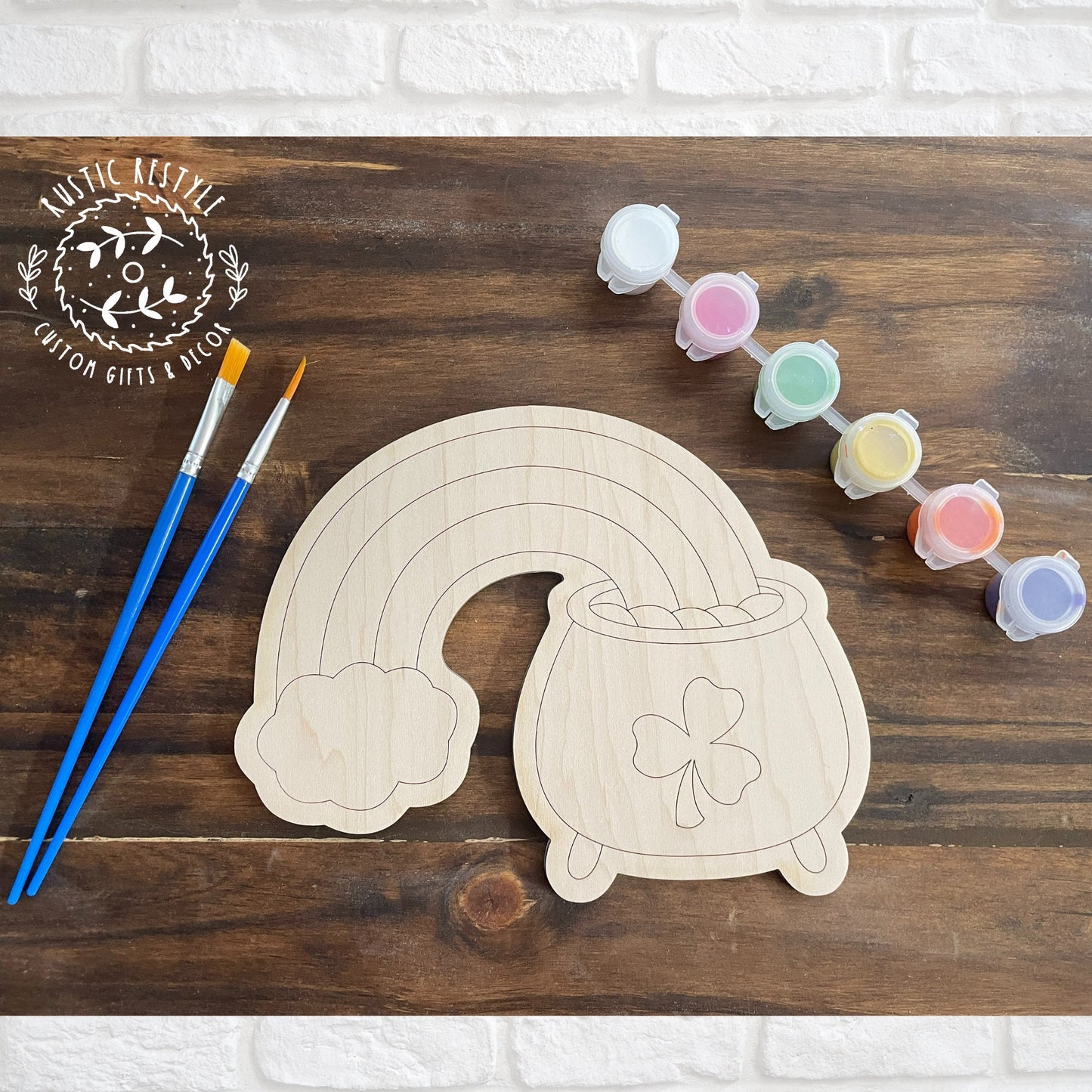 DIY Saint Patricks Day paint kit paintable Leprechaun, pot of gold, Rainbow