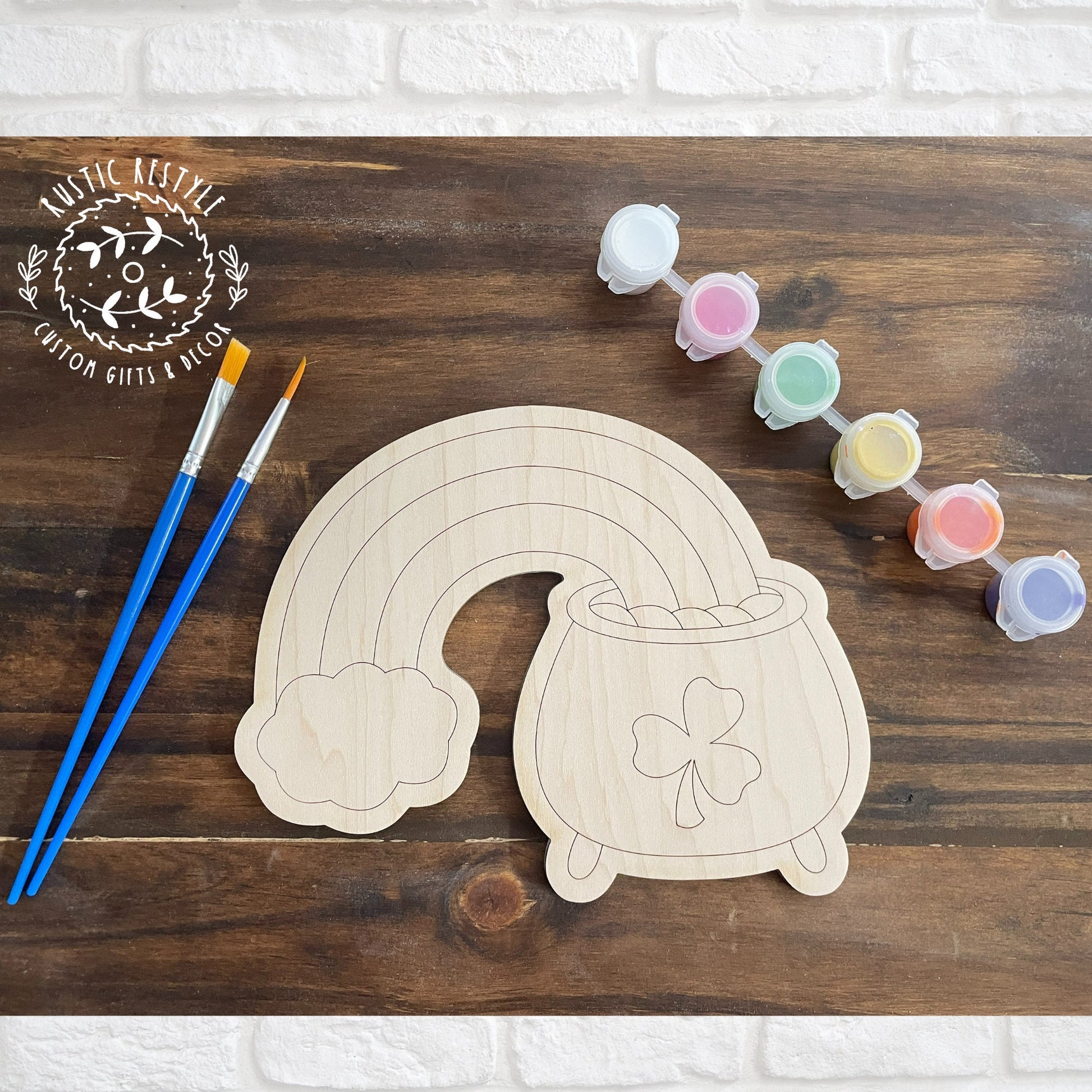 DIY Saint Patricks Day paint kit paintable Leprechaun, pot of gold, Rainbow