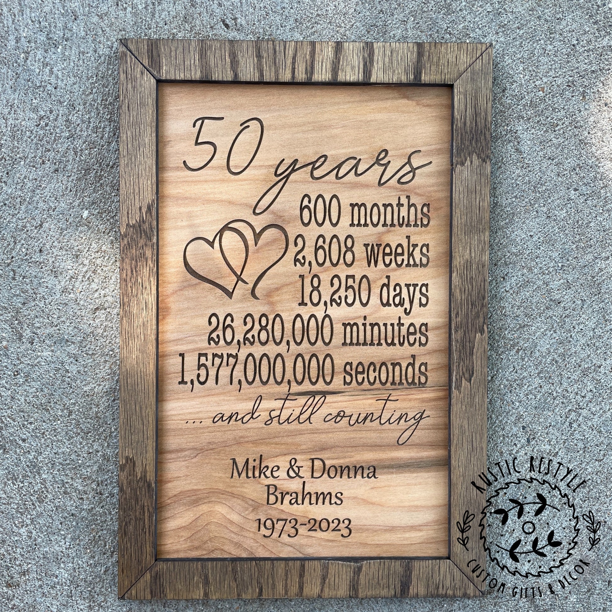 Anniversary Plaque, 60th, 55th, 50th, 45th, 40th, 35th, 30th, 25th, 20th, 15th, 10th, 5th wedding gift