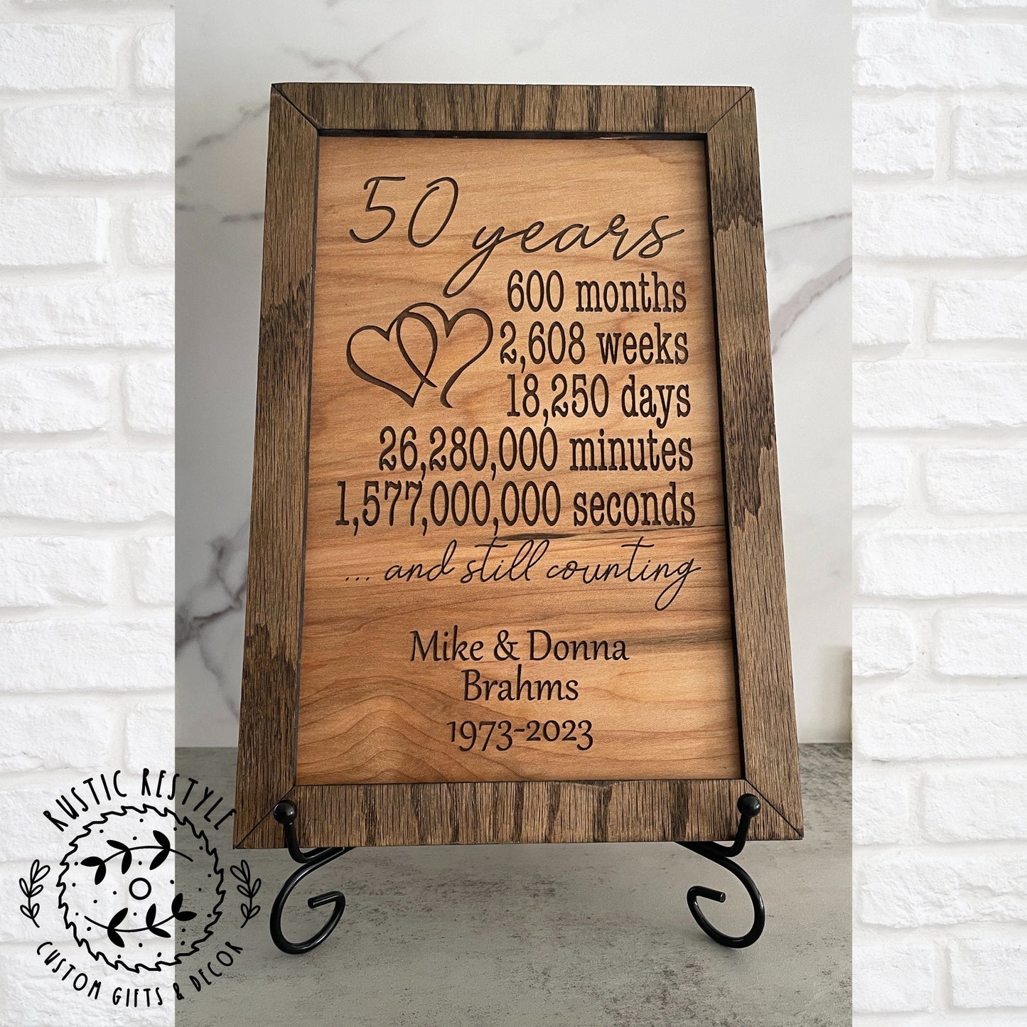 Anniversary Plaque, 60th, 55th, 50th, 45th, 40th, 35th, 30th, 25th, 20th, 15th, 10th, 5th wedding gift