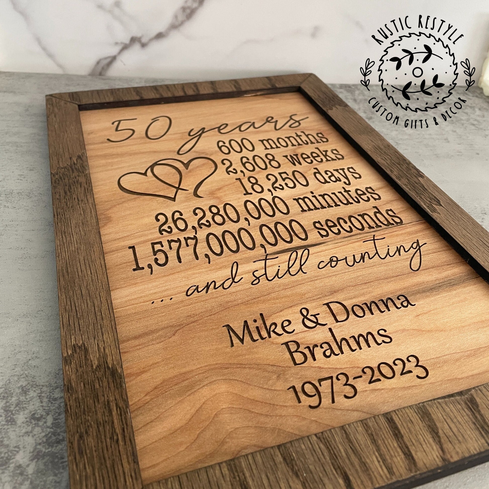 Anniversary Plaque, 60th, 55th, 50th, 45th, 40th, 35th, 30th, 25th, 20th, 15th, 10th, 5th wedding gift
