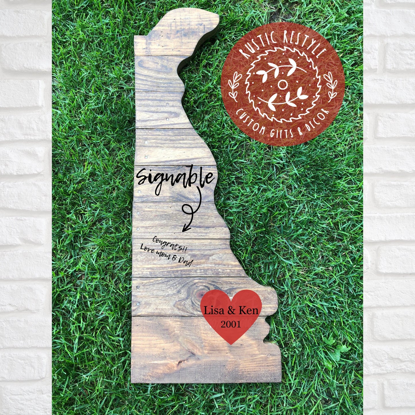 Delaware state art, Delaware map sign, wall art, pallet state cut out, Gift for new home, wedding guest book, wall above couch gallery