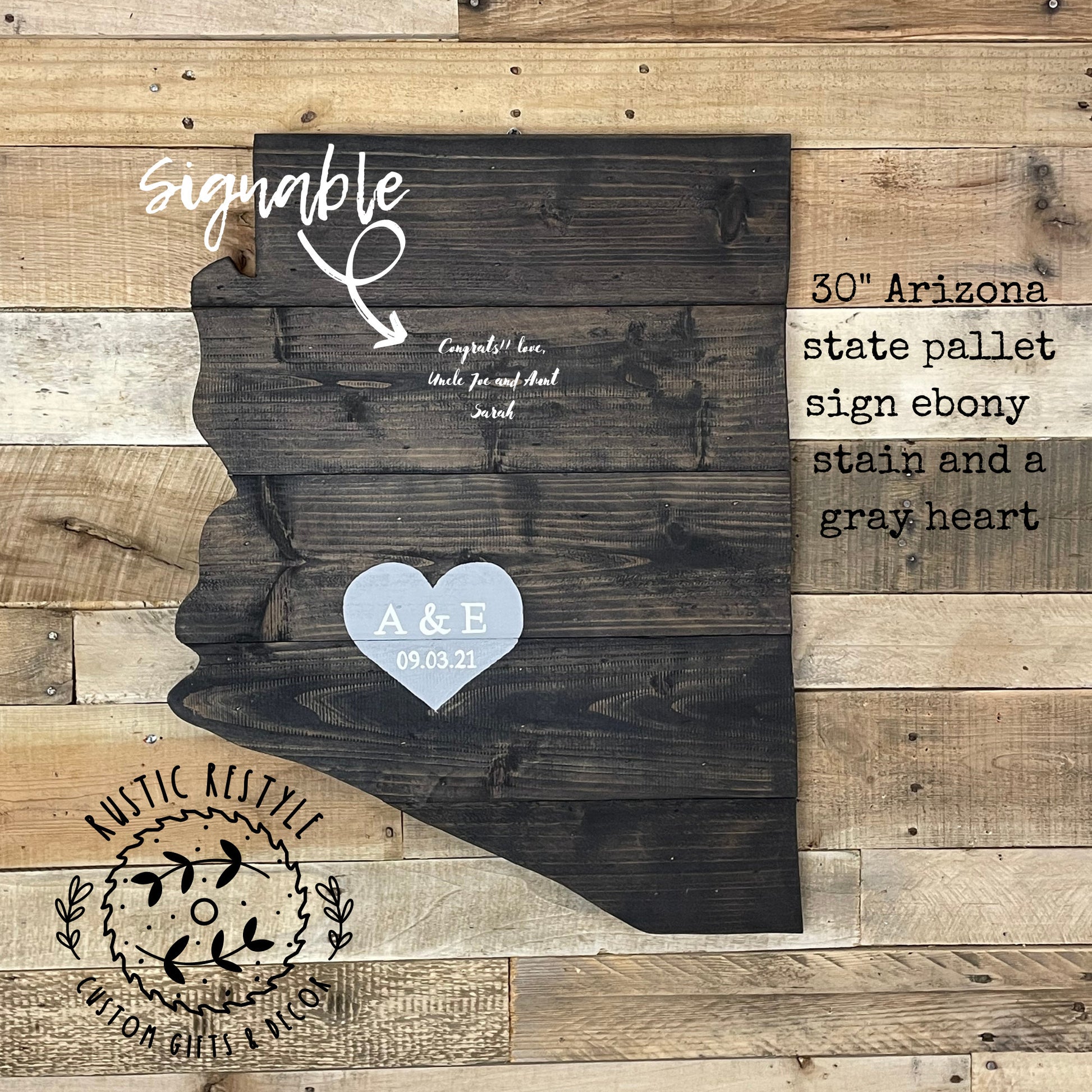 Arizona Wedding Guest book, Arizona wedding decor, Guest book, pallet handmade, Arizona state wedding sign, Arizona pallet cut out sign