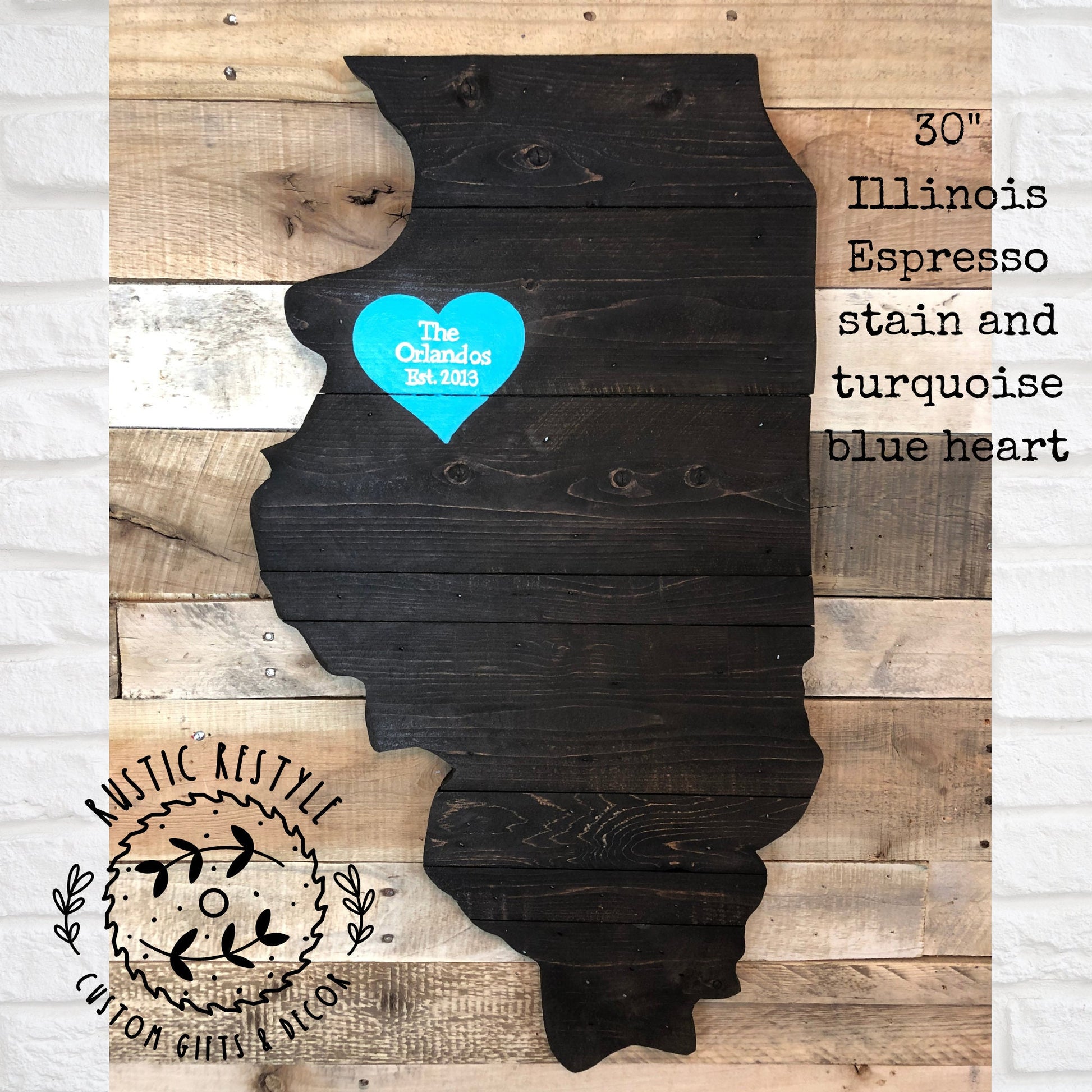 Illinois wood cutout, illinois wall map, state sign, wooden state cut out, state wall art, wedding guest book, wood Illinois alternative