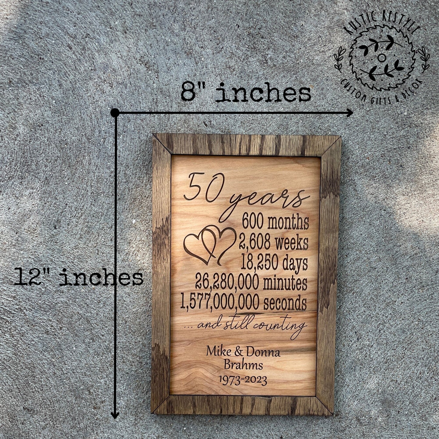 Anniversary Plaque, 60th, 55th, 50th, 45th, 40th, 35th, 30th, 25th, 20th, 15th, 10th, 5th wedding gift