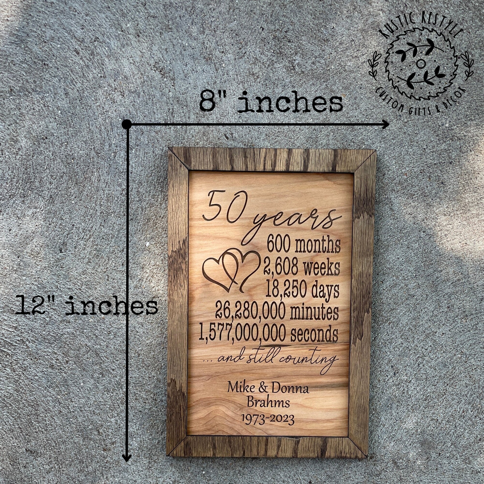 Anniversary Plaque, 60th, 55th, 50th, 45th, 40th, 35th, 30th, 25th, 20th, 15th, 10th, 5th wedding gift