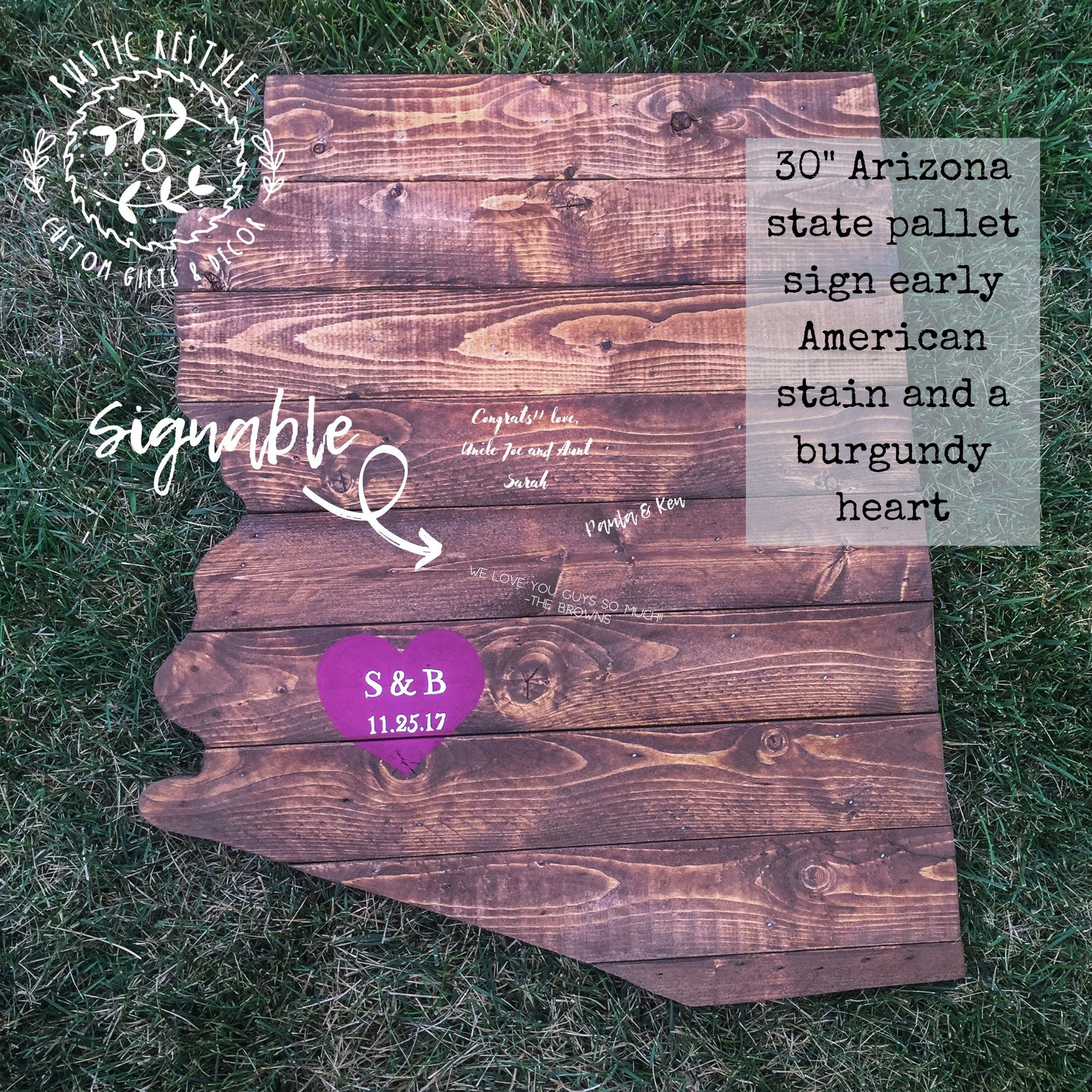 Arizona Wedding Guest book, Arizona wedding decor, Guest book, pallet handmade, Arizona state wedding sign, Arizona pallet cut out sign