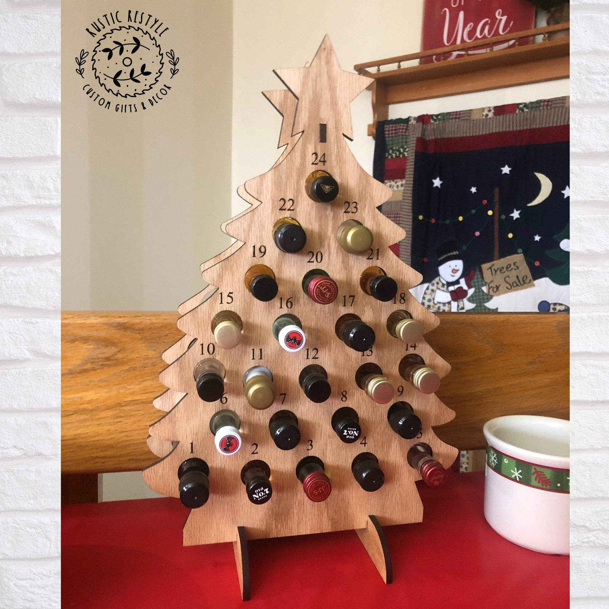 Mini liquor bottle Christmas Tree, Alcohol Advent calendar, adult Christmas gift -Bottles not included, tipsy tree, boozy party gift