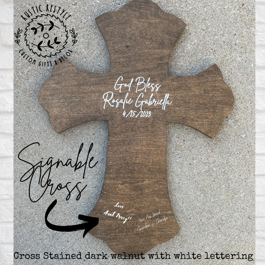 God Bless Personalized wooden cross, Baptism and confirmation sign-able crosses, confirmation keepsake gift
