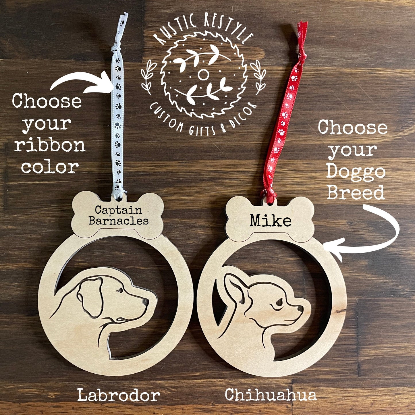 Dog Breed ornament gift, Personalized Engraved Ornament, Dog lover, veterinarian Christmas