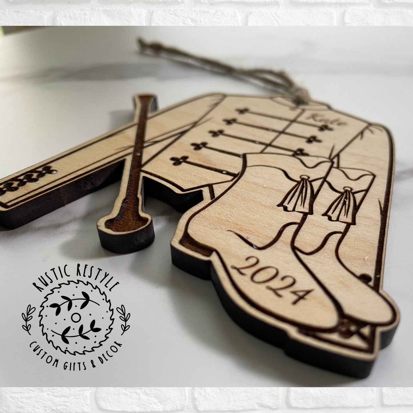 Majorette marching band Laser Engraved Maple Ornament, baton twirl marching Ornament