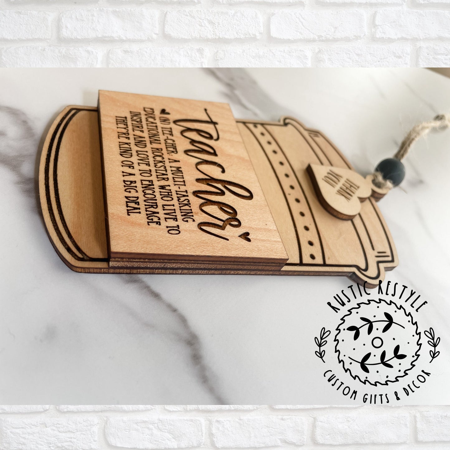 Teacher coffee cup ornament gift card holder Customizable Classroom decoration gift for teachers, paraeducators, and Daycare provider