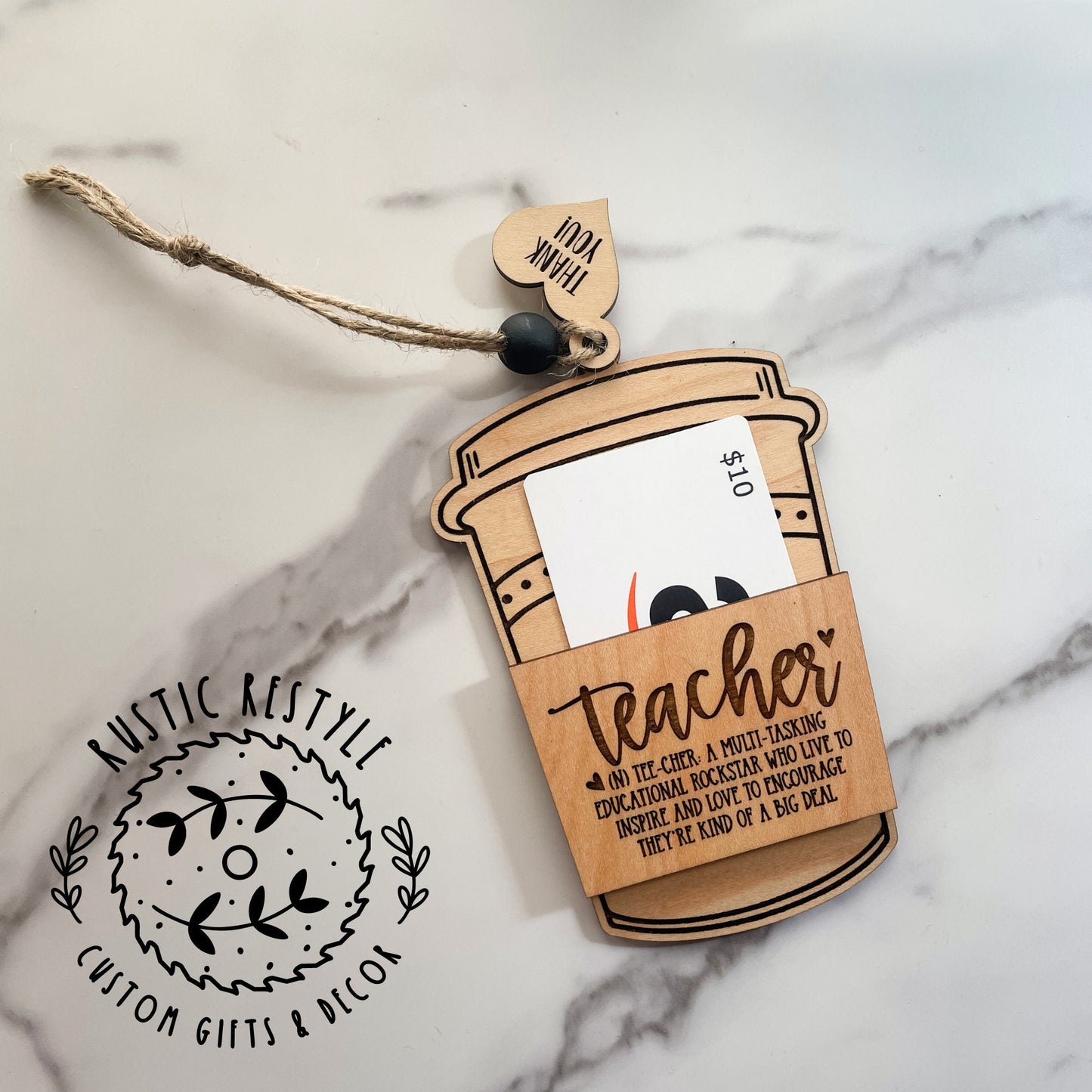 Teacher coffee cup ornament gift card holder Customizable Classroom decoration gift for teachers, paraeducators, and Daycare provider