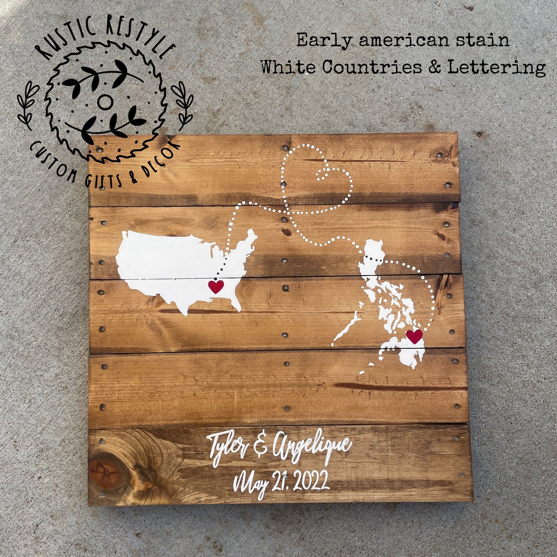 2 State Love Map-Rustic Signs-Wood State Sign-Love Story Art-Custom Location Art-Wedding Gift-Engagement Gift-Couples Gift-Long Distance Map