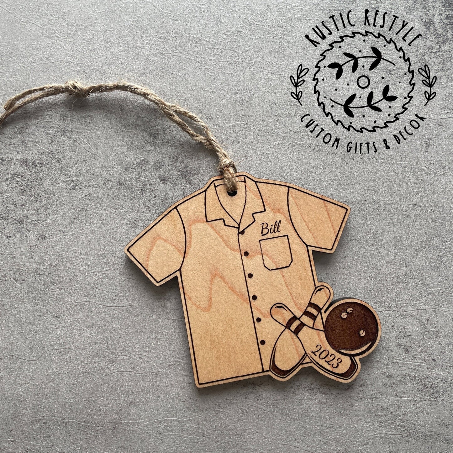Bowling Christmas Ornament, Personalized bowling shirt with pins Ornamnet