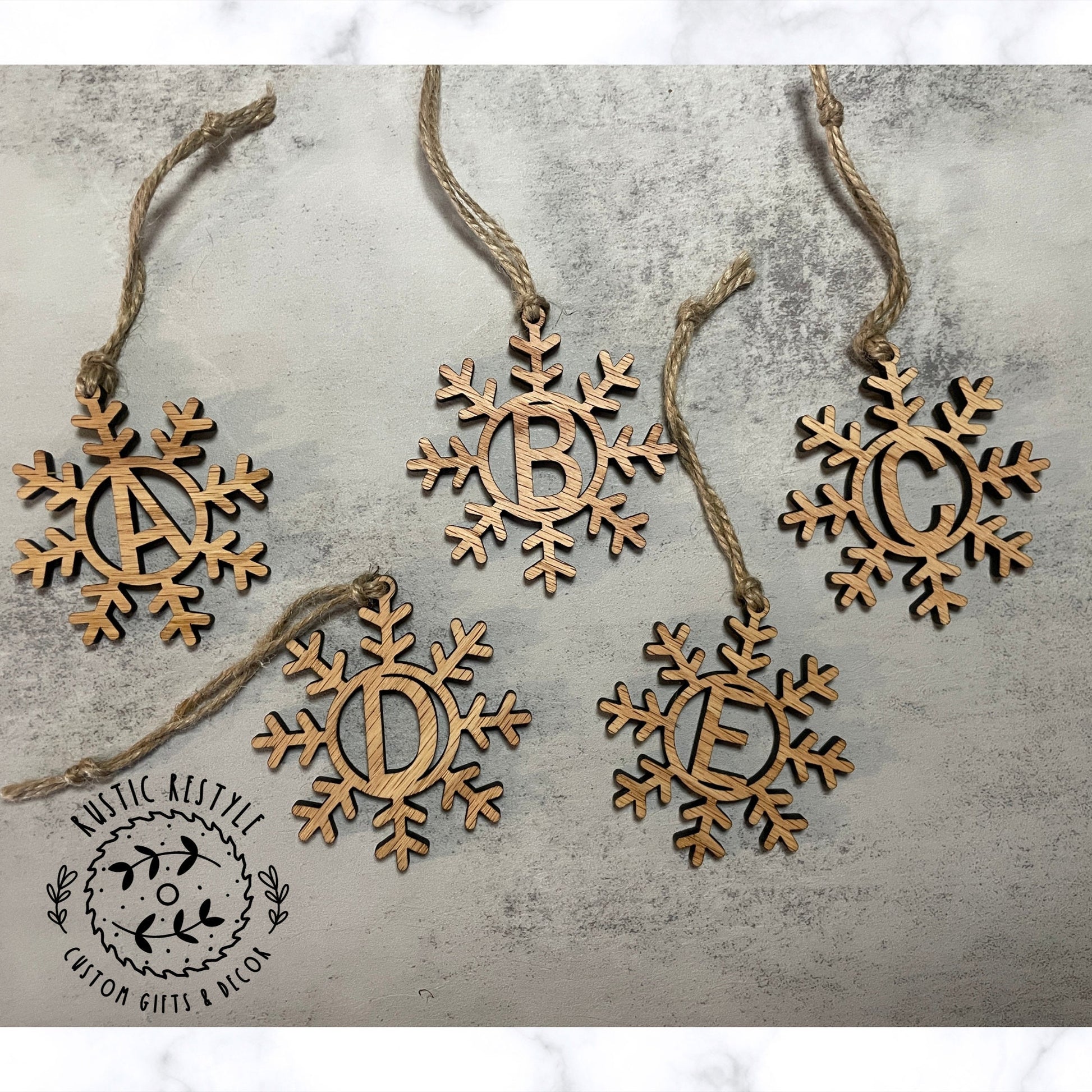 Initial Letter snowflake ornament, Monogram ornaments, or stocking tags