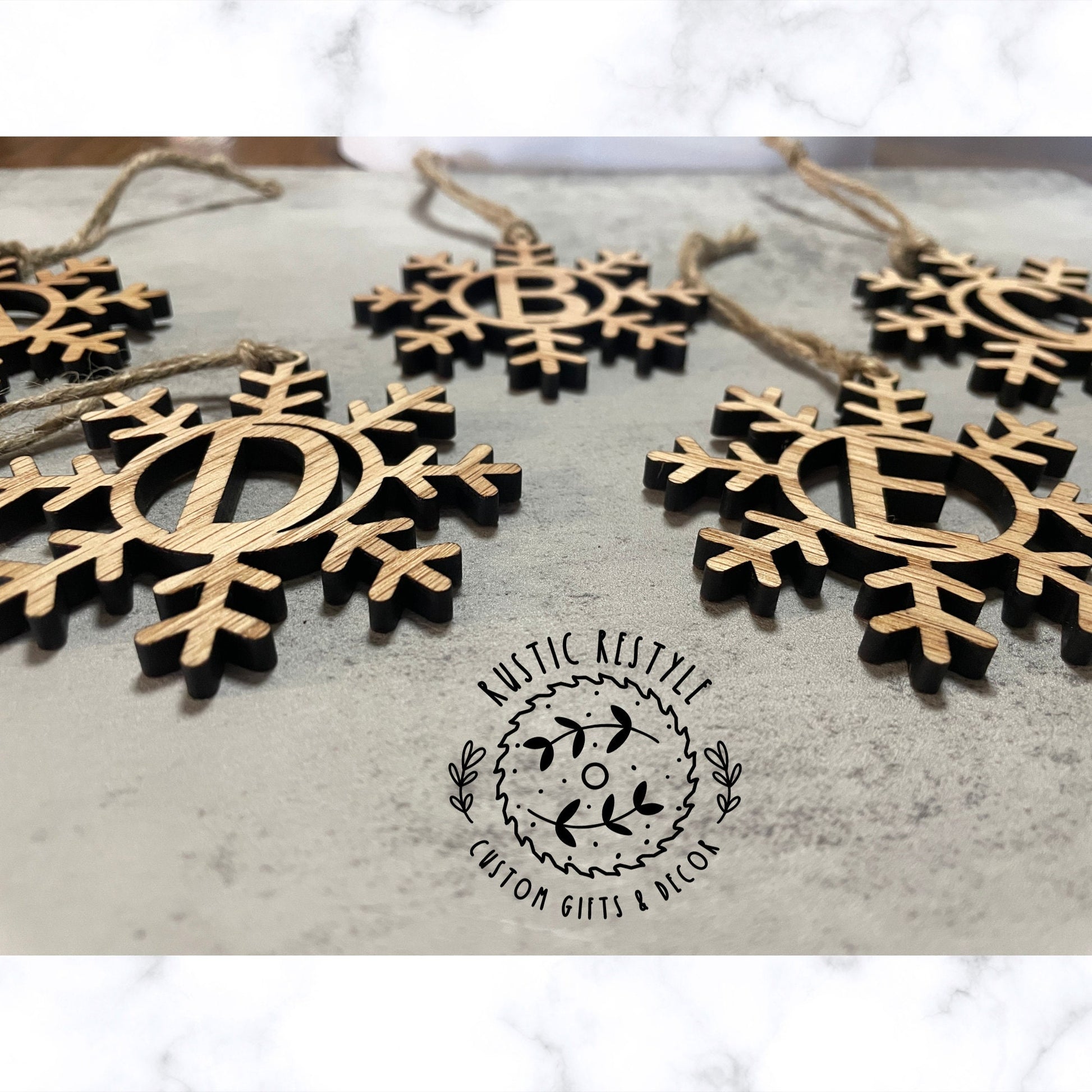Initial Letter snowflake ornament, Monogram ornaments, or stocking tags