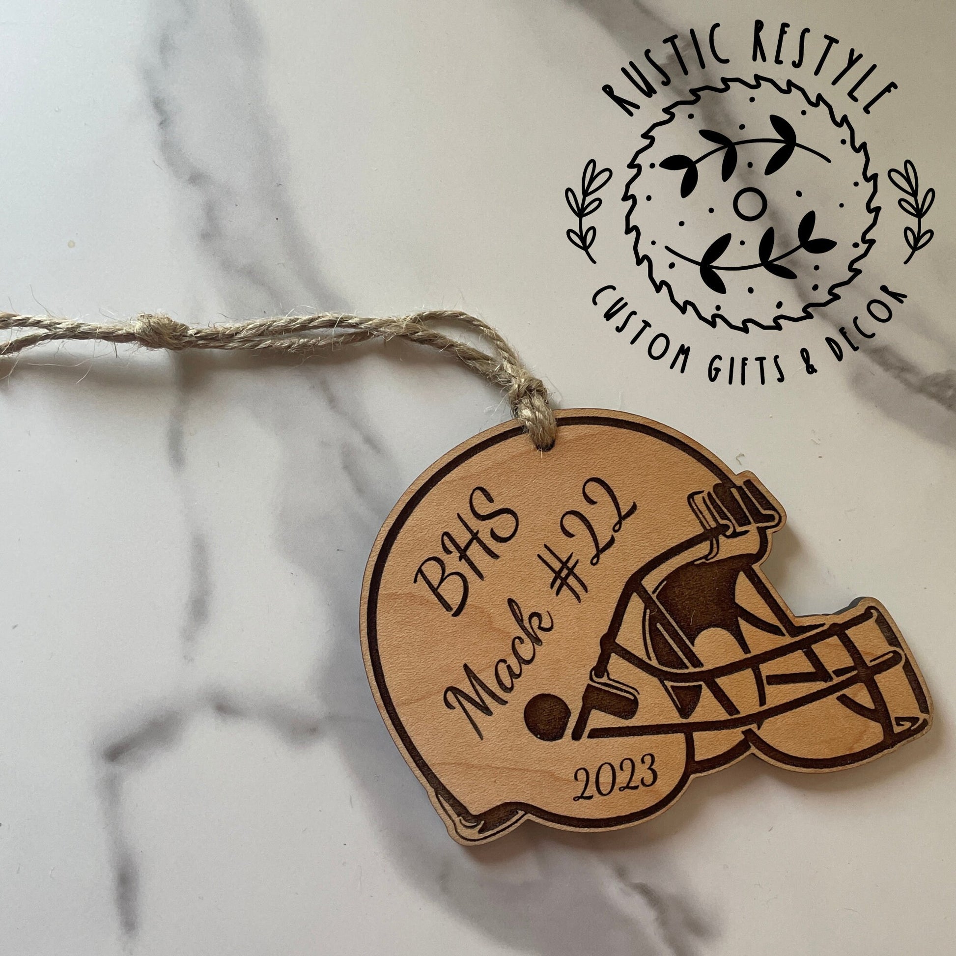 Football helmet Christmas Ornament, Personalized High school name ornament