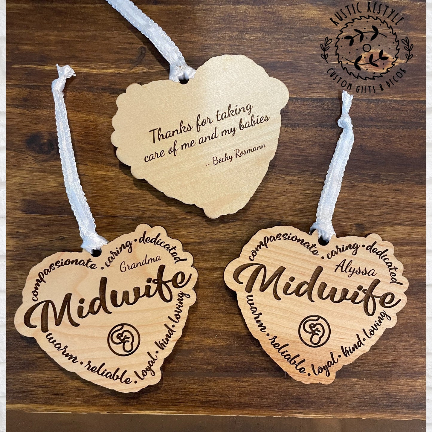 Midwife ornament, Personalized Midwife Christmas tree ornament