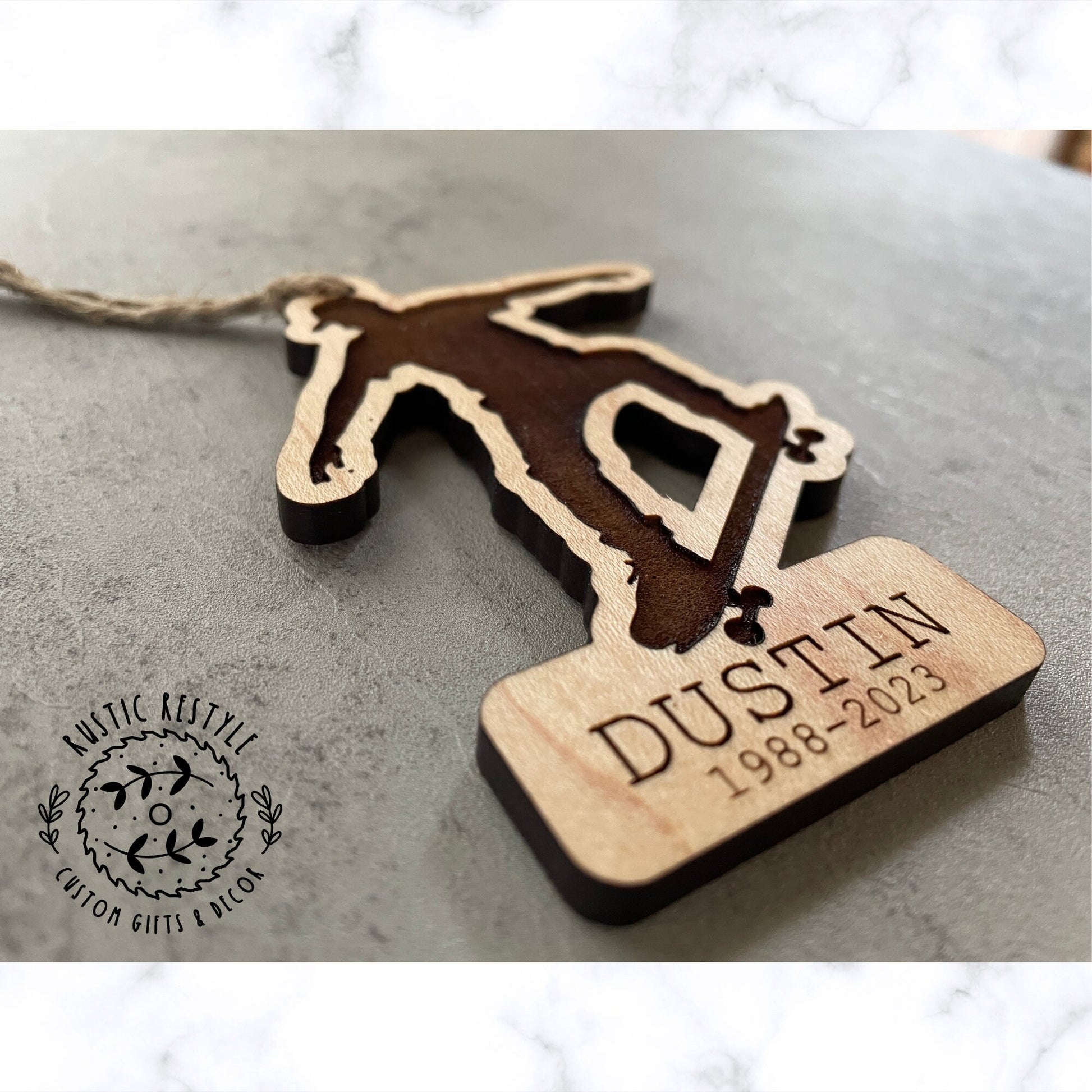 Memorial Skateboard Ornament, Personalized wood Skateboard ornament