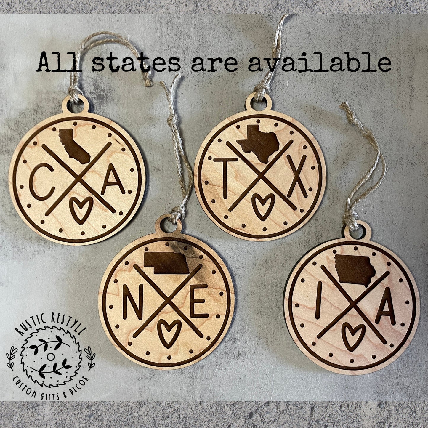 state wooden ornament, Pick your state