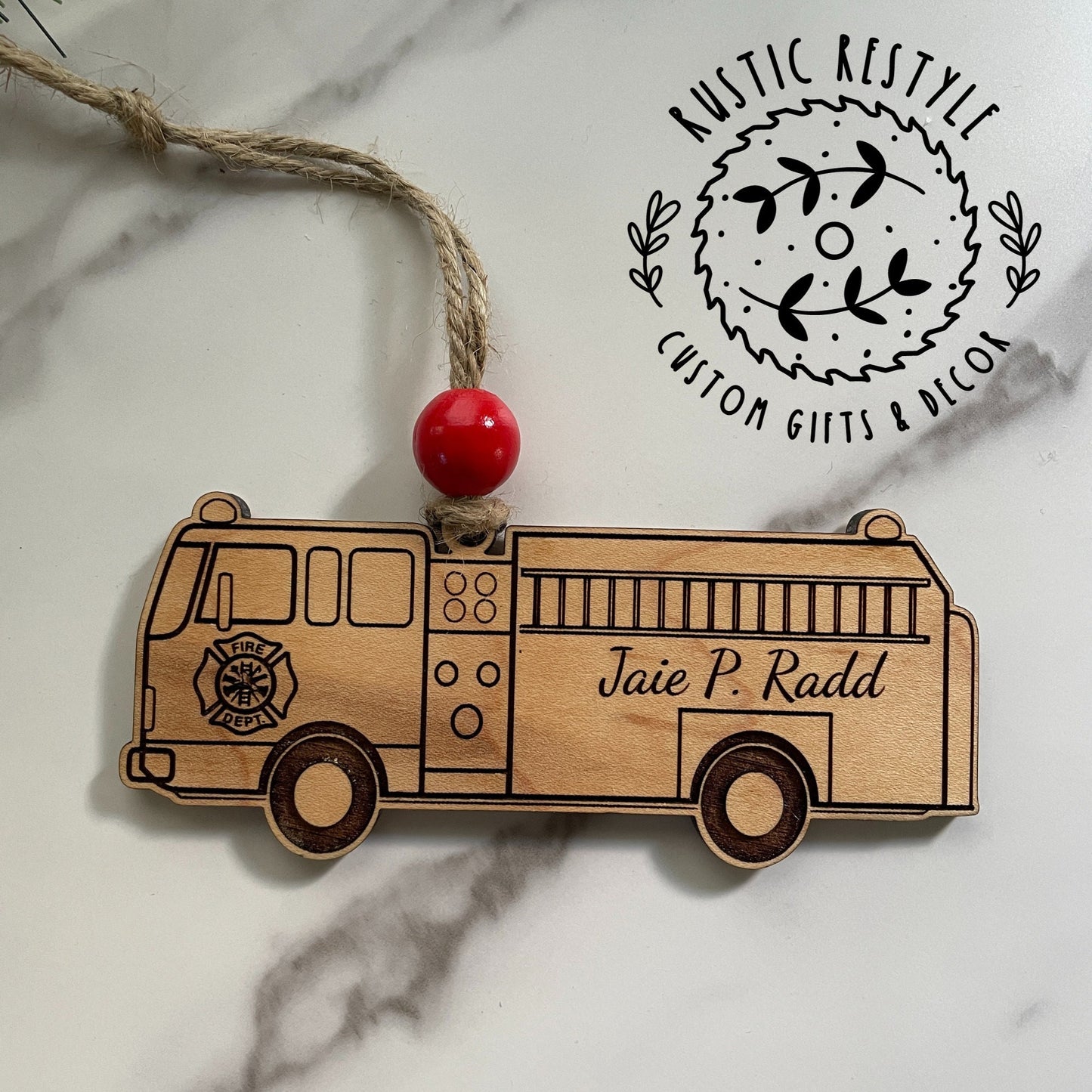 Firefighter Ornament, Personalized Fire Truck or Fire Jacket Christmas tree ornament