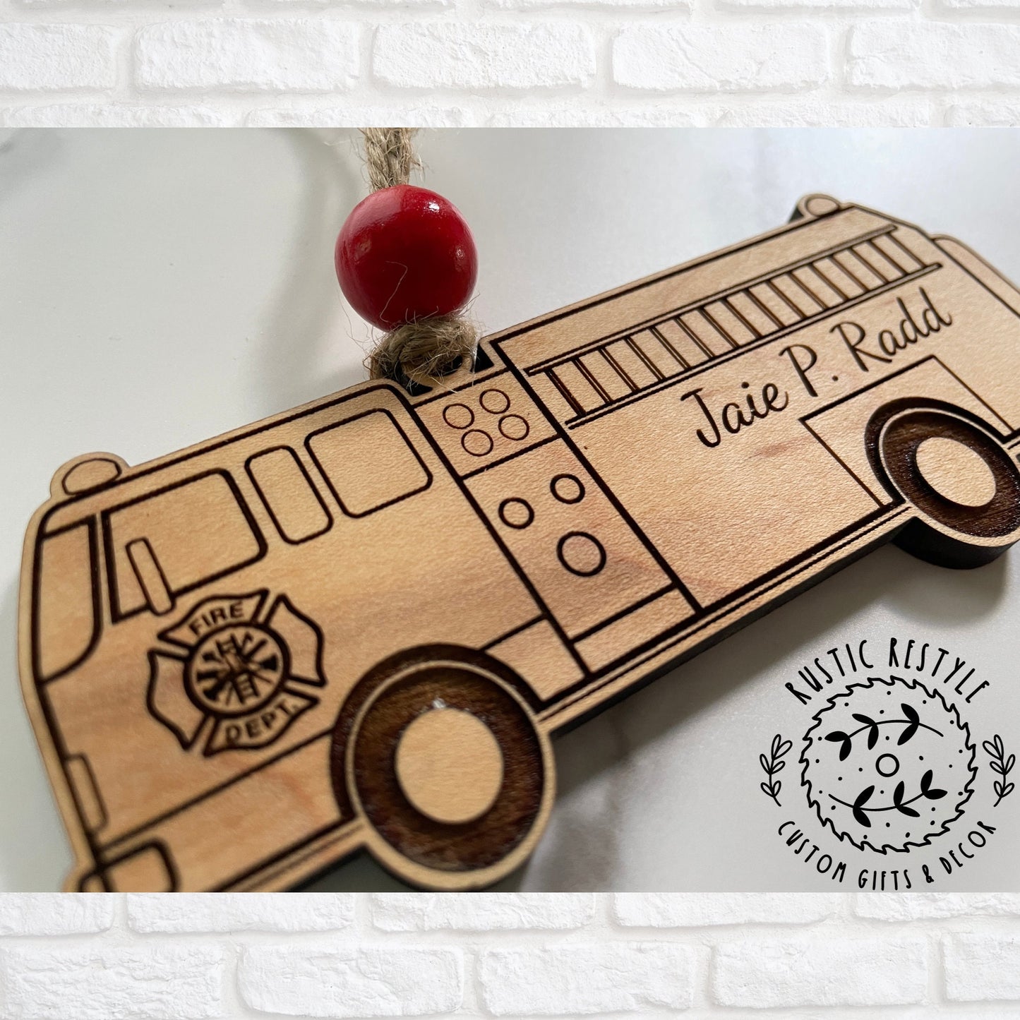 Firefighter Ornament, Personalized Fire Truck or Fire Jacket Christmas tree ornament