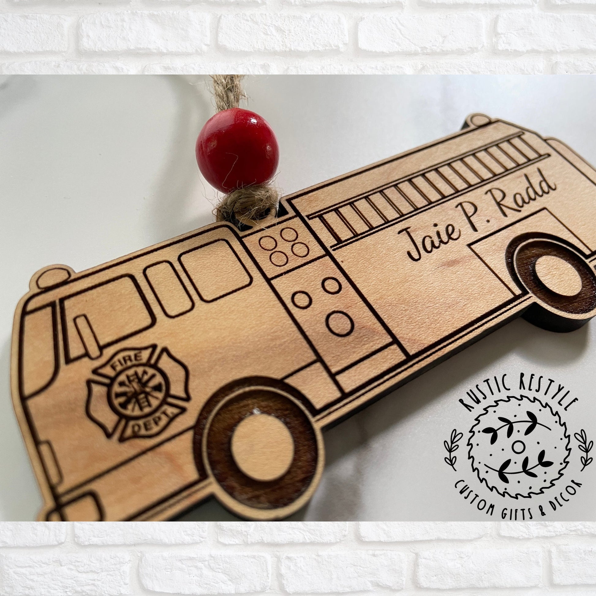 Firefighter Ornament, Personalized Fire Truck or Fire Jacket Christmas tree ornament
