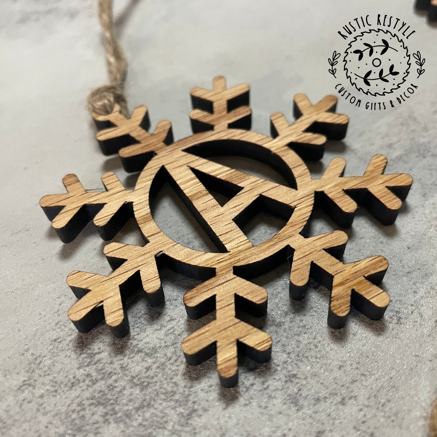 Initial Letter snowflake ornament, Monogram ornaments, or stocking tags
